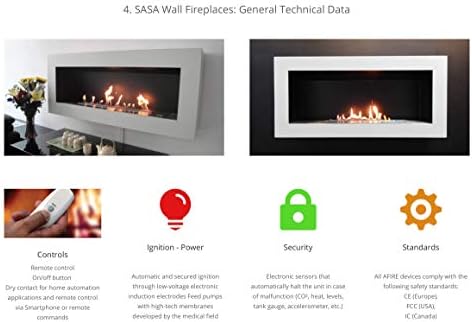Afire ™ Sasa Smart Etanol Fireplace com controle remoto)