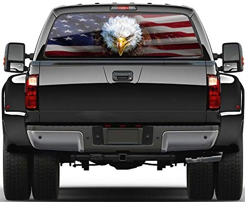 Wildlavie Truck Window Window Window Stand American Flag Eagle Graphic Perforated Vinyl Decal