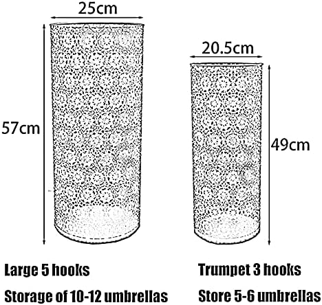 Omoons Umbrella Stand, guarda -chuva Metal Hollowout com ganchos pode segurar guarda -chuvas, balde de guarda -chuva de