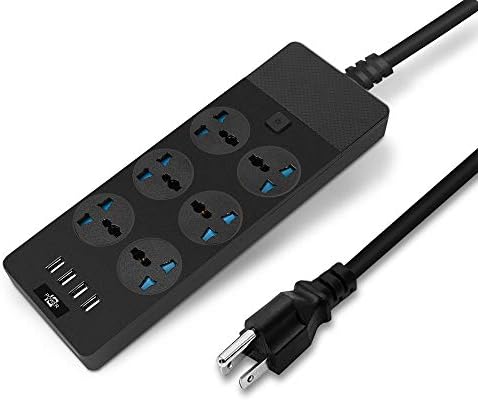 Faixa de energia universal de Maozua com 6 Olelets e 4 USB, 60 pés de extensão 3000w Power Strip Surge Protector 110V-250V