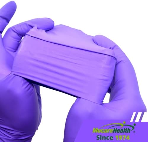 Luvas de nitrílio mais espesso descartáveis ​​da mocareHealth, 5mil, roxo, texturizado, livre de látex, sem pó sem pó