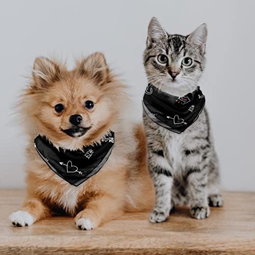 Linha branca Cats e frases padrão filhote de cachorro lavável lenço diário de babadores, 2 pcs acessórios ajustáveis ​​para pequena