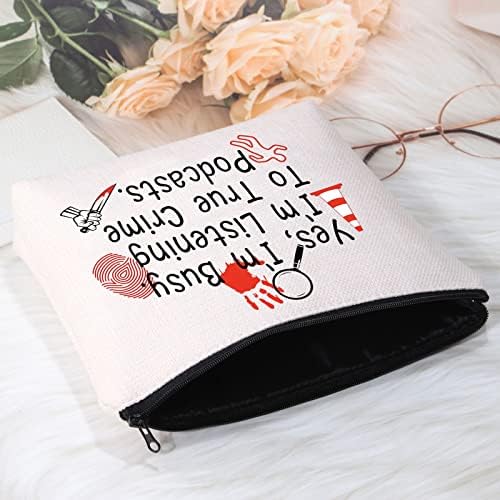 Pofull True Crime Podcasts Bag de maquiagem True Crimcast Victon Gifts Gifts Crime Junkie Merch