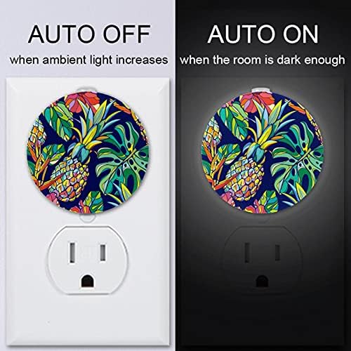 2 Pacote de plug-in Nightlight LED Night Light Tropical Pineapple com sensor do anoitecer para o amanhecer para o quarto de crianças, viveiro, cozinha, corredor