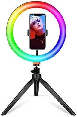 LMMDDP 10 polegadas RGB Ring Light com LED remoto anel fotográfico Light Light Selfie Tripé com Stand