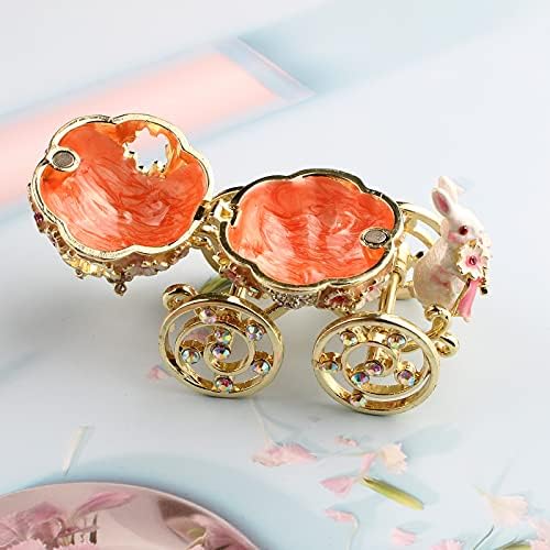 Xinkulas Bunny Flower Pumpkin Carriage Tinket Jewelry Box Case