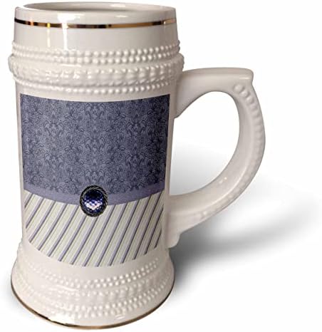 Imagem 3drose do design da faixa de damasco, jóia na fita, azul, verde. - 22 onças de caneca