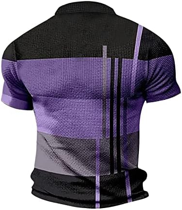 Camisa de pólo de estampa de estampa listrada de estampa listrada masculina Camisa pólo casual Casual Fit Collar Sleeve Camiseta de Golfe Camiseta Tops