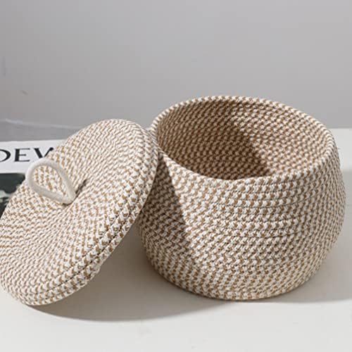 Cesta de corda de algodão Zerodeko com tampa de cesta redonda de coto