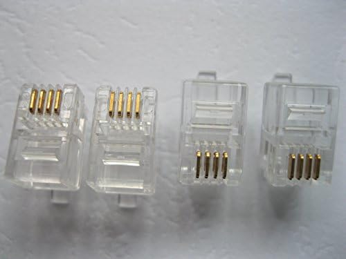 100 PCS Conector de telefone modular de plugue 4p4c Clear