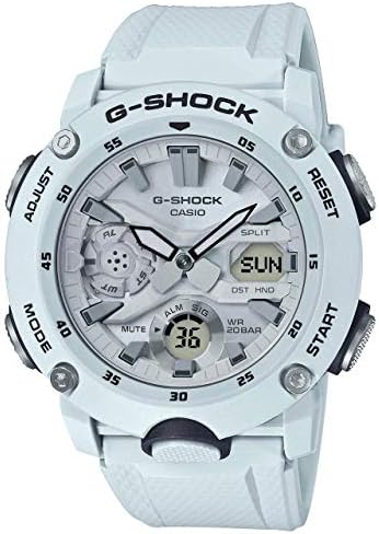 Casio GA2000S-7A Men's Carbon Core Guard Analog Digital Alarm Cronógrafo White G Shock Watch