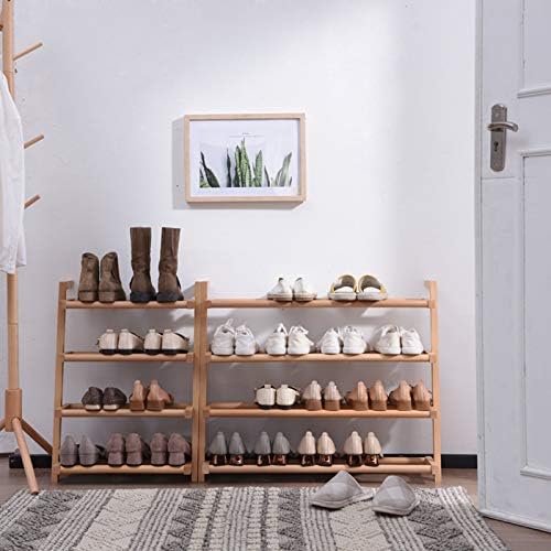 Rack de sapatos de madeira sólida criativa, rack de armazenamento de várias camadas na porta, prateleira de armazenamento de