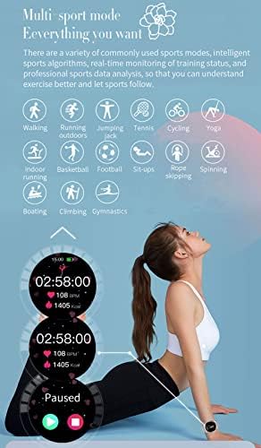 Relógio inteligente do TZFSTV, rastreador de fitness para mulheres, smartwatch de 1,09 polegada com despertador de
