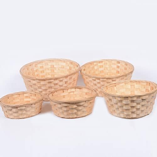 Zerodeko 3pcs mini cesto de cesta redonda cestas de pão de frutas servir cesta de bambu organizador de armazenamento