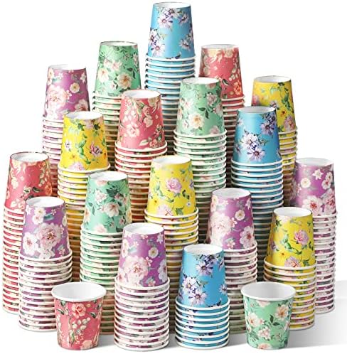 500 PCs de degustação floral xícaras de papel 2oz 2 onças de levantamento de enxaguatório bucal Mini Flor Beverage Copo Drink