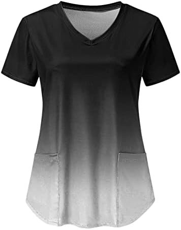 Mulheres demais de manga curta V Pattern Pattern Padrates Tops de enfermagem Trabalhando camisetas uniformes