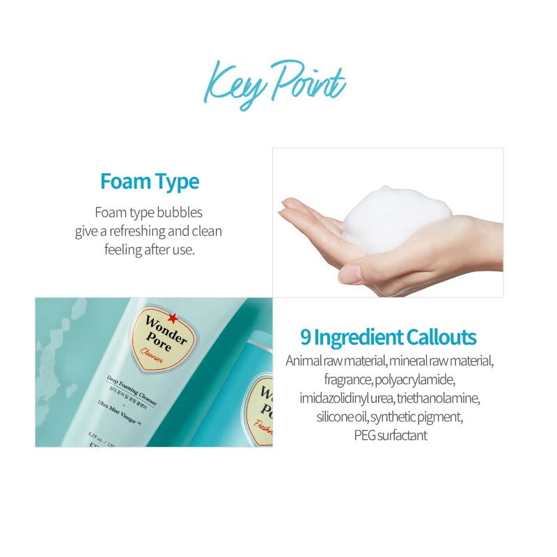 Etude Wonder Pore Cleanser 150G 21AD | Kbeauty | Limpador de espuma profunda para a pele sensível para equilibrar o nível