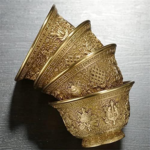 N/A 6pc relevante de cobre tigela de bronze tibetano tibetano cup coleta de copo de água budista tigela de presente decorativa
