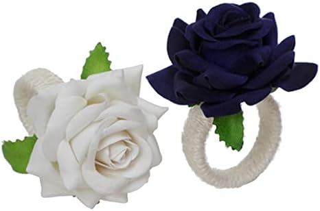 BHVXW 6pcs Rose Rose Flower Napkin Rings, Handicraft Silk Flower Narder Suports Decoração