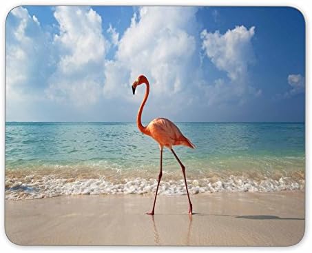Flamingo rosa andando na almofada de mouse de praia, almofada de rato de borracha natural, pulseira criativa de pulseira criativa