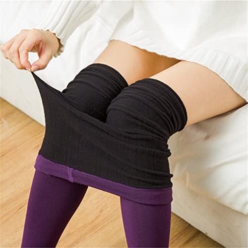 Leggings alinhados de lã Mulheres de tamanho mais quente Térmicas Leggings para mulheres com cintura alta calça de ioga