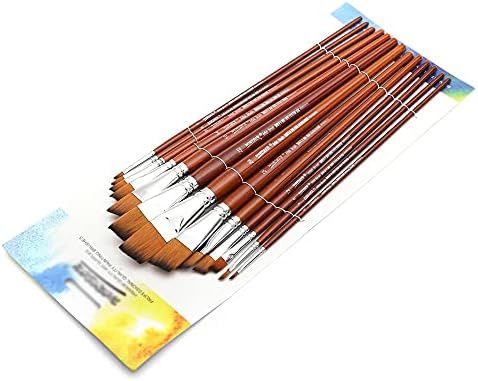 Jeonswod 13pcs pincéis angulares Profissional Longa alça de tinta pincel Oblíquo forma de aquarela pintando óleo