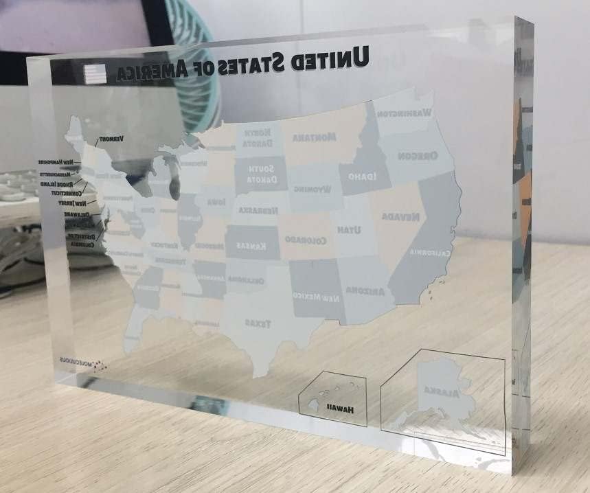 Mapa acrílico dos Estados Unidos - ferramenta moderna, durável e versátil para professores e alunos, perfeita para salas de aula, bibliotecas