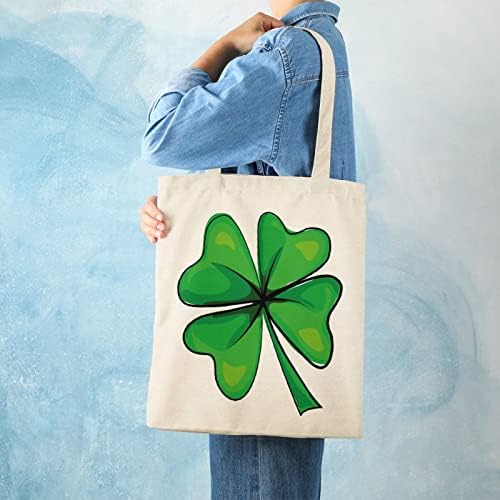 Lucky Clover Canvas Saco de bolsa leve reutilizável Bolsa de pano de compra de mercearia personalizada Presente impresso para mulheres Men.