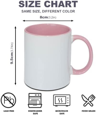 SUMEX 11oz de sublimação em branco canecas, conjunto de 12 canecas de café cerâmica para chá, leite, café com leite, rosa