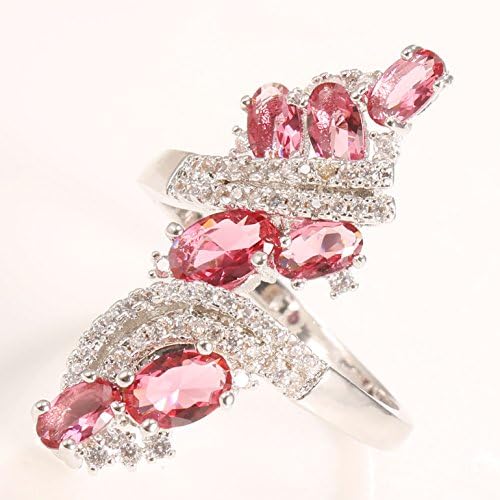 Play Pailin 10 Charm Jóias Mulheres 925 Prata Pink Sapphire Gemstone Wedding Bridal Ring SZ6-10