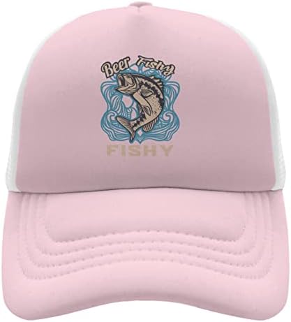 Chapéus de caminhoneiro Capas de pesca modernas Capinhas femininas Caminho de caminhão engraçado cerveja Fishy Fishy Vintage Boys Trucker Cap rosa claro