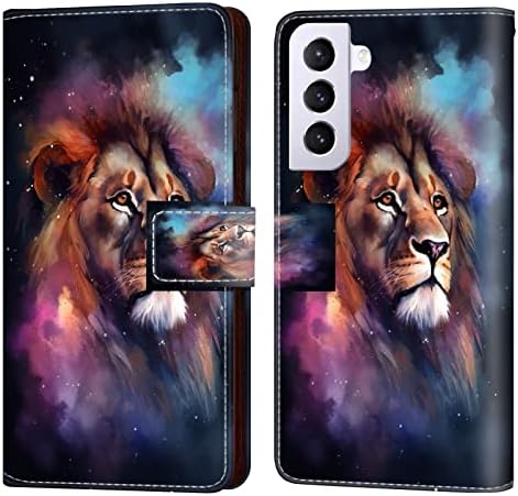 Caixa da carteira Dafei para Samsung Galaxy S22 com colorido Lion Art-06 Padrão PU PU CHURING FOLIO