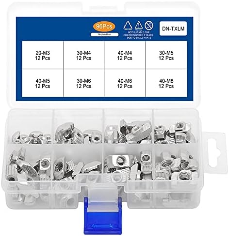 96pcs/caixa T-Nut Set Hammer Head T Kit de porca M3 M4 M5 M6 M8 Conector Níquel Palhado para 20 Acessórios de perfil de alumínio