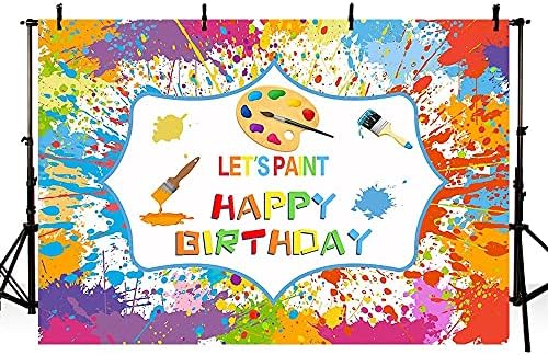 Ablin 7x5ft Let Paint for Kids Birthday Photography Background Aquarela Graffiti Splatter Art Works Party Banner Bolo de cenário