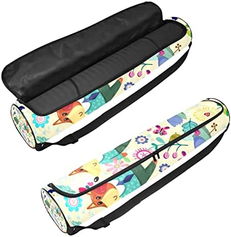 Animais da floresta Yoga Mat Bags Full-Zip Yoga Carry Bag for Mulher Men, Exercício portador de tapete de ioga com cinta ajustável