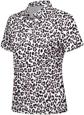Camisa de pólo de manga curta feminina Hispotim camisas de golfe impressas leves camisetas de golfe seco rápido
