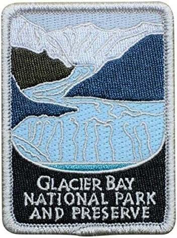 Parque Nacional Glacier Bay Ferro no Applique Patch - Alasca, Juneau, Nat'l Preserve 3 - Para chapéus, camisas, sapatos, jeans, sacos,