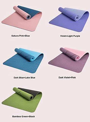 Mat de ioga Mat de cor de fitness não deslizamento de coloração dupla com marcas de alinhamento 72 ”× 31,5” × 0,3 ”