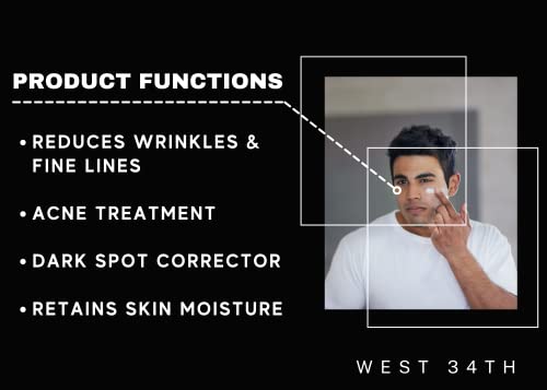 West 34º hidratante facial anti -envelhecimento Creme para homens - Creme de rosto anti -ruga com cuidados com a pele do All -in -One
