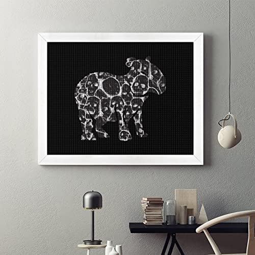 Kits de pintura de diamante Capybara Skull Picture Frame 5D DIY Full Drill Rhinestone Arts Decoração de parede para adultos White Wood