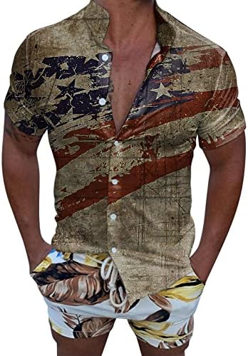 Xzhdd 4 de julho Soldier Shirt Shirts para masculino Button Down Camisa patriótica American Summer Summer Casual Shirt