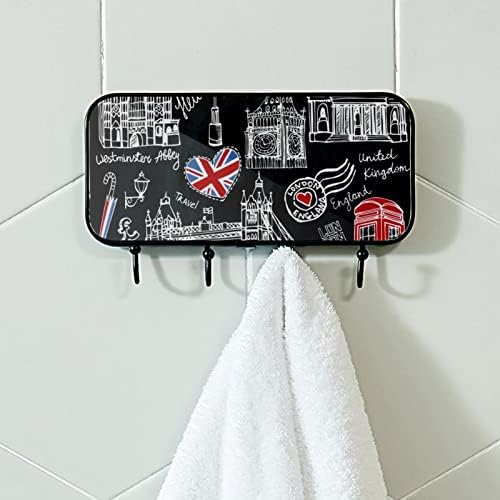 Toalheiro Towel Montado com a parede Rack de toalha Decoração de banheira Roupa de roupão de casaco Inglaterra Símbolos