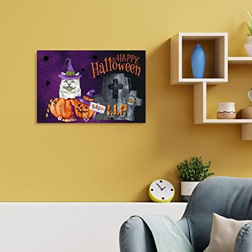 Halloween Pet Cat Wood Signo de chapéu de bruxa Novidade Decoração de bandeja de pó de abóbora Morcedores de madeira de madeira