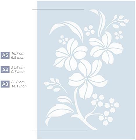 Estêncil de flor QBix - Flor & Folhas - A5 - Crianças reutilizáveis ​​Estêncil DIY amigável para pintura, cozimento, artesanato,