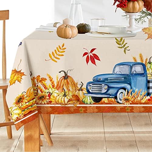 Tocha de mesa de outono do hexagrama, retângulo de toalha de mesa de ação de graças 60x84 polegadas, abóboras de outono e colheita de queda de tecido decorações de mesa de cozinha para jantar, festas