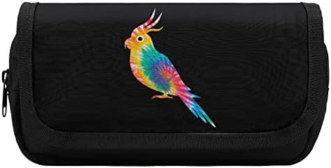 TIY Dye Cockatiel Lápis Case com dois compartimentos grandes bolso de bolsa de armazenamento de grande capacidade