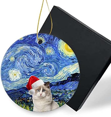 Ragdoll Cats Ornamentos de Natal 2022 Night Night Chete Papai Noel Holiday Holiday Presente de Natal Decoração de Animal