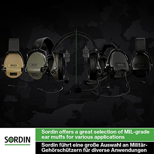 Sordin Supreme MIL CC Defensores ativos de ouvido - Kits de pescoço e kits de espuma - Rádio Nexus Downlead - Muffs de