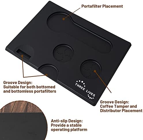 Tapete de violação de café expresso com porta do portafilter, tapete de tomada de café, alimentos de café com silicone, tapete anti-deslizamento, madrugador de timper