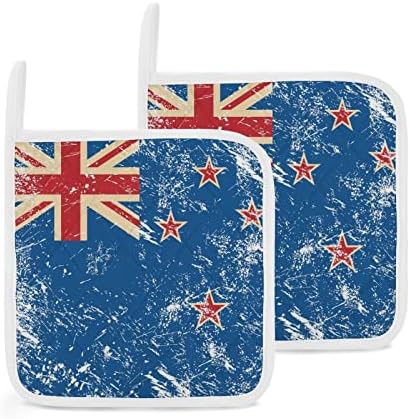 Portadores de panela de bandeira retro da Nova Zelândia para o forno resistente ao calor da cozinha Potholder Hot Pads para cozinhar cozimento